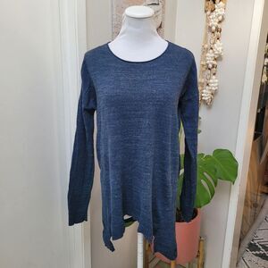 EILEEN FISHER Blue Bonnet Fine Knit Organic Cotton A Line Sweater XS MSRP $238